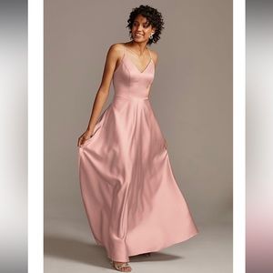 Satin bridesmaids dress.